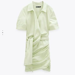 Zara Ruched Poplin Dress NWT